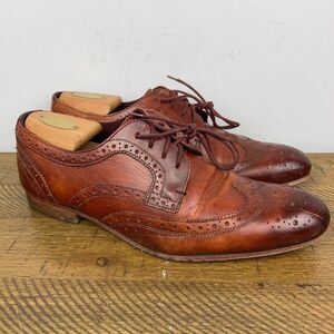 Ted Baker Shoes Mens 9 Gryene Chili Brown Leather Derby Wingtip Oxford Lace‎ Up